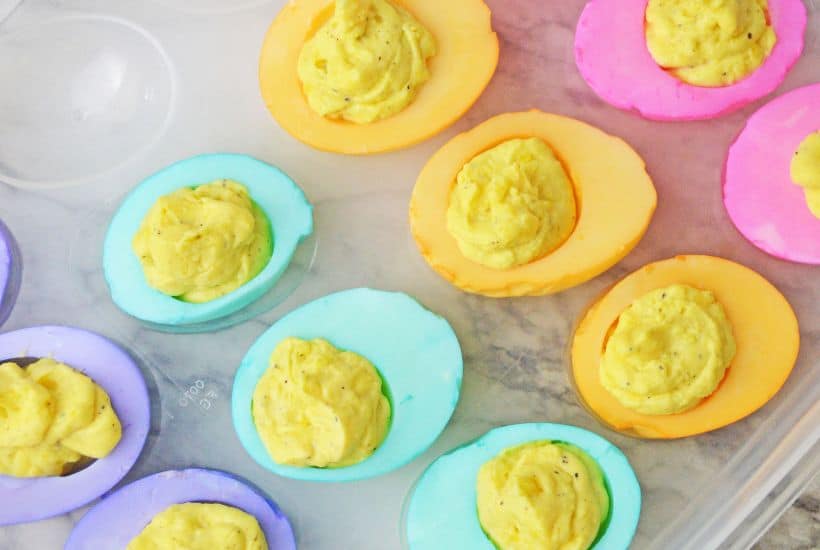 Colorful Dyed Easter Deviled Eggs - The Farm Girl Gabs®