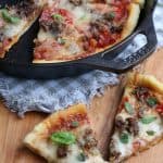 Who says you need takeout when you’re in the mood for pizza? Give this savory and delicious Cast Iron Skillet Pizza recipe a try, you won’t be disappointed! It's an easy homemade pizza recipe.