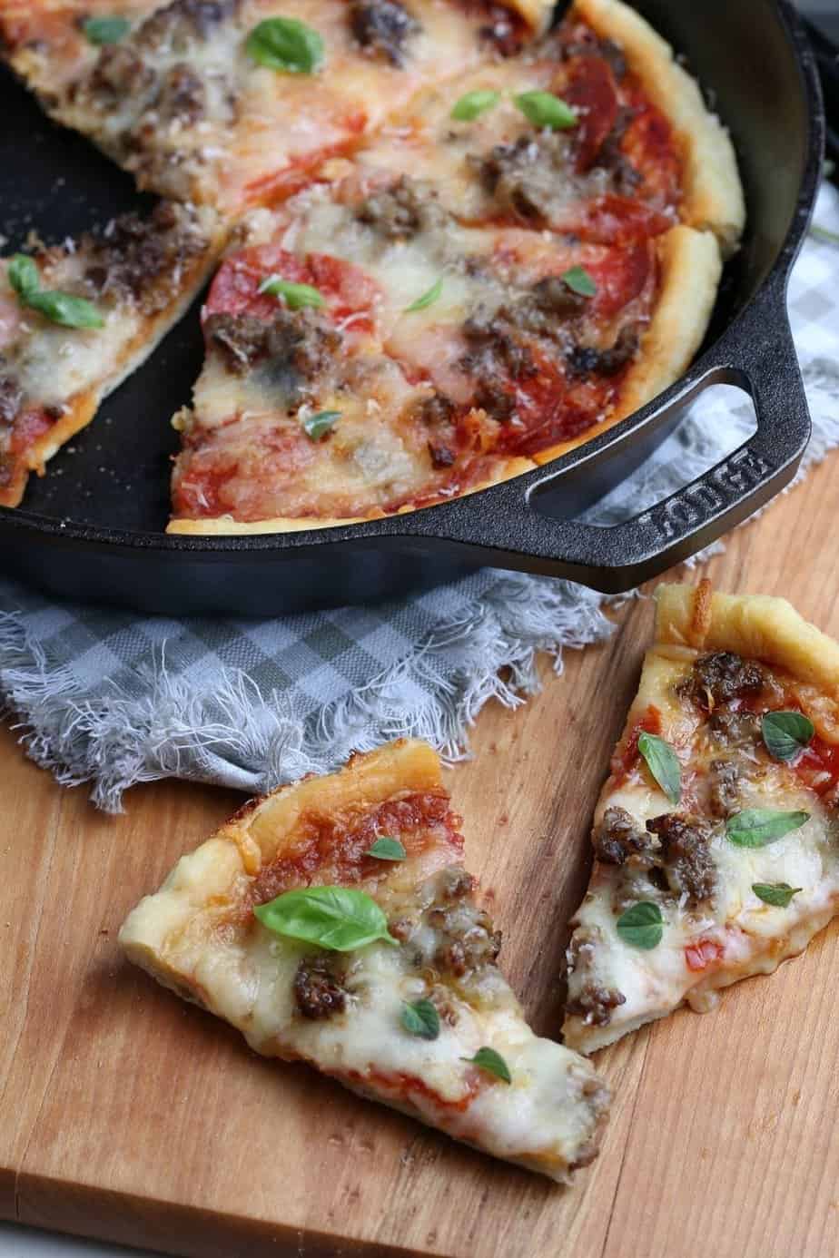 Cast Iron Skillet Pizza - The Farm Girl Gabs®