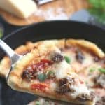 Who says you need takeout when you’re in the mood for pizza? Give this savory and delicious Cast Iron Skillet Pizza recipe a try, you won’t be disappointed! It's an easy homemade pizza recipe.