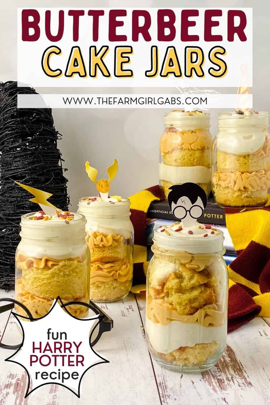 Harry Potter lovers can rejoice over this fun, flavorful recipe for Butterbeer Cake Jars. They're a sweet, decadent treat, perfect for serving at Harry Potter-themed parties!