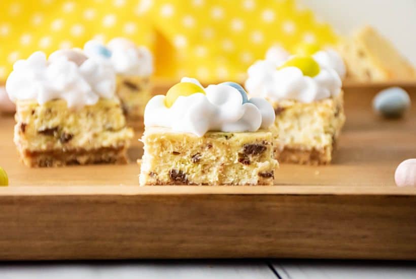 When you want to have the perfect treat for Easter, try making these wonderful Mini Egg Cheesecake Bars! Kids and adults love them! This easy Easter dessert will be a hit at your next family gathering. Whip up a batch of these Easter Egg Cheesecake Bars for the Easter bunny