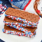 Get ready to make a fun and flavorful frozen treat everyone can enjoy with this Patriotic Ice Cream Sandwich recipe. Children and adults can indulge in this simple, sweet dessert!