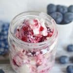Combine the sweet taste of two desserts when preparing this delicious Homemade Blueberry Pie Ice Cream. It's sweet, loaded with flavor, and perfect as an after-dinner treat.