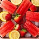 Cool down on a warm summer day with these refreshingly delicious Strawberry Lemon Popsicles. They’re fruity, flavorful, and naturally good for you. This easy popsicle recipe is a great treat for kids and adults.