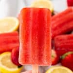 Cool down on a warm summer day with these refreshingly delicious Strawberry Lemon Popsicles. They’re fruity, flavorful, and naturally good for you. This easy popsicle recipe is a great treat for kids and adults.