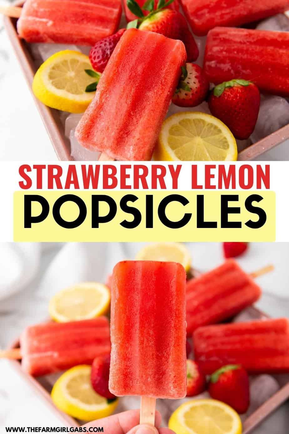 Homemade Strawberry Lemon Popsicles - The Farm Girl Gabs®