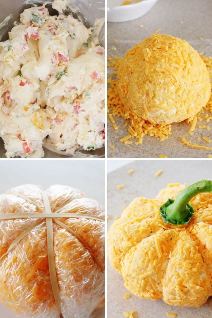 how to make a pumpkin shaped cheeseball for fall and halloween