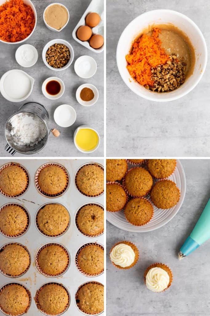 These Carrot Cake Cupcakes are moist and flavorful with a hint of cinnamon. The decadent cream cheese frosting adds the perfect finishing touch with a creamy tanginess that compliments the sweetness of the cupcakes perfectly.