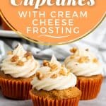 These Carrot Cake Cupcakes are moist and flavorful with a hint of cinnamon. The decadent cream cheese frosting adds the perfect finishing touch with a creamy tanginess that compliments the sweetness of the cupcakes perfectly.