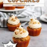 These Carrot Cake Cupcakes are moist and flavorful with a hint of cinnamon. The decadent cream cheese frosting adds the perfect finishing touch with a creamy tanginess that compliments the sweetness of the cupcakes perfectly.