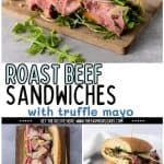 This Roast Beef Sandwich is no ordinary sandwich! With medium-rare roast beef, arugula, shaved parmesan, and roasted pine nuts, this roast beef sandwich is over-the-top delicious. And when you slather on that homemade truffle mayo it becomes absolute perfection.