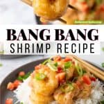 This Bang Bang Shrimp recipe is delicious and so easy! The perfectly cooked shrimp are coated in a flavorful spicy sauce to make the perfect appetizer or a main meal when served over rice. This easy recipe is my version of the popular Bonefish grill bang bang shrimp.