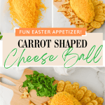 Get ready to wow your guests this Easter with the most adorable and delicious carrot-shaped Easter Cheese Ball! This whimsical Carrot Cheeseball appetizer is sure to steal the show with its festive carrot shape and irresistible flavors. Learn how to turn a simple cheese ball recipe into a great make-ahead appetizer for your Easter Dinner.
