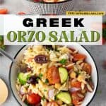 When it comes to side dishes, this simple Greek Orzo Salad is one of my family's favorite recipes. No cookout is complete without this healthy pasta salad recipe full of Greek flavor.