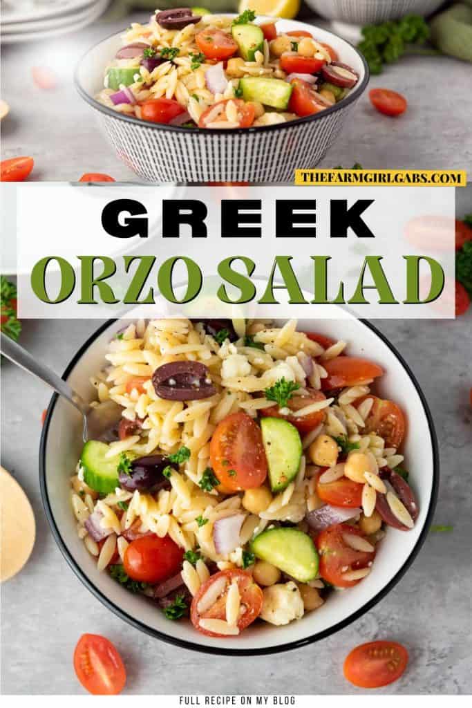 When it comes to side dishes, this simple Greek Orzo Salad is one of my family's favorite recipes. No cookout is complete without this healthy pasta salad recipe full of Greek flavor.