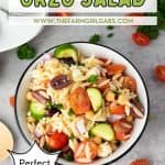 When it comes to side dishes, this simple Greek Orzo Salad is one of my family's favorite recipes. No cookout is complete without this healthy pasta salad recipe full of Greek flavor.