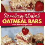 These Strawberry Rhubarb Oatmeal Bars are the perfect spring dessert! Strawberries and rhubarb pair perfectly in this easy bar recipe. This strawberry rhubarb bar recipe has a delicious oatmeal cookie topping.