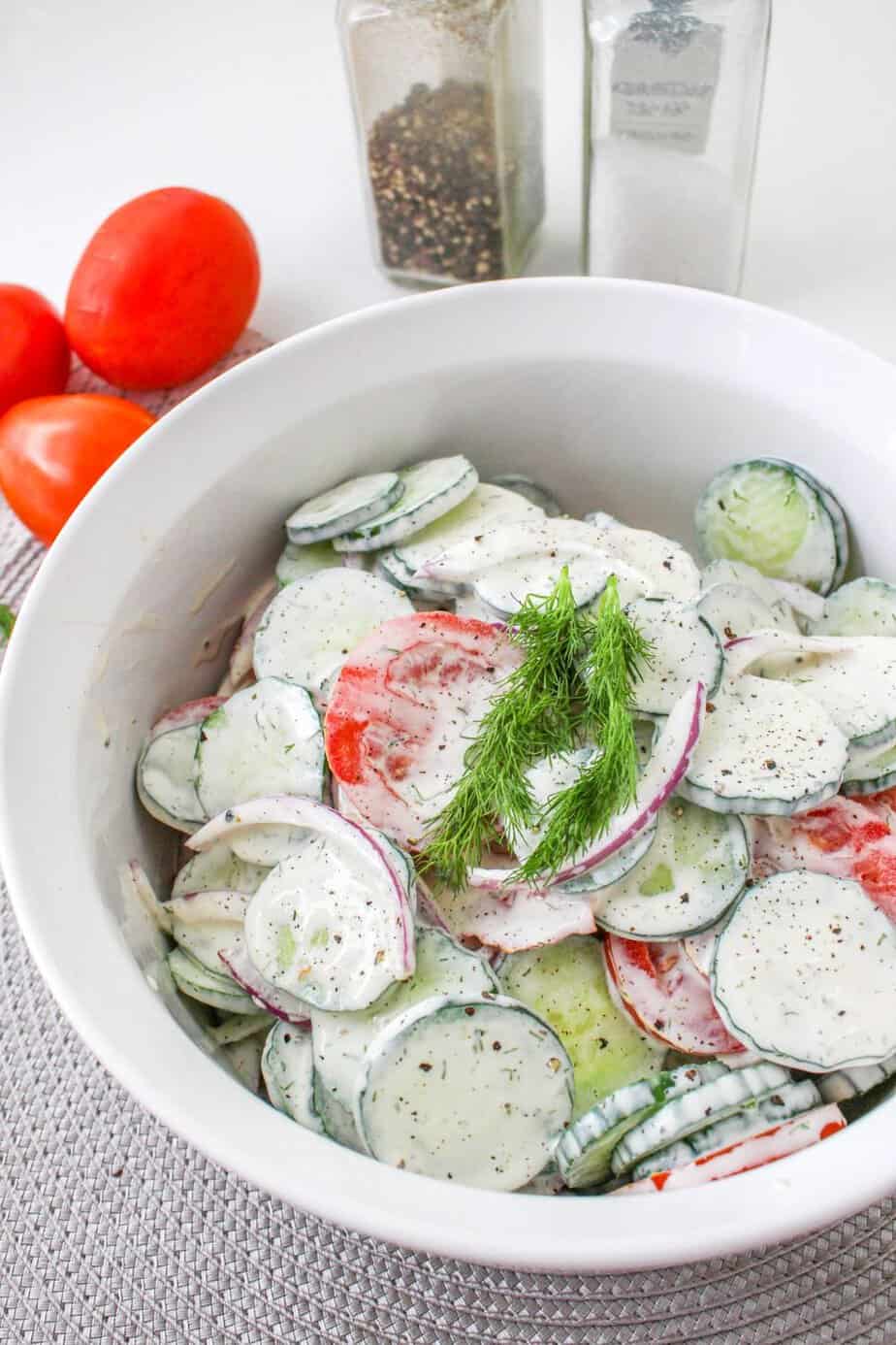 Creamy Tomato And Cucumber Salad - The Farm Girl Gabs®