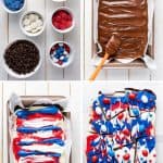 If you're looking for a fun and festive dessert to celebrate your patriotic spirit, this Red, White, and Blue Chocolate Bark is the perfect treat. It's a simple, no-bake recipe that combines the rich flavors of white and semi-sweet chocolate with bright colors that make it perfect for any American holiday!