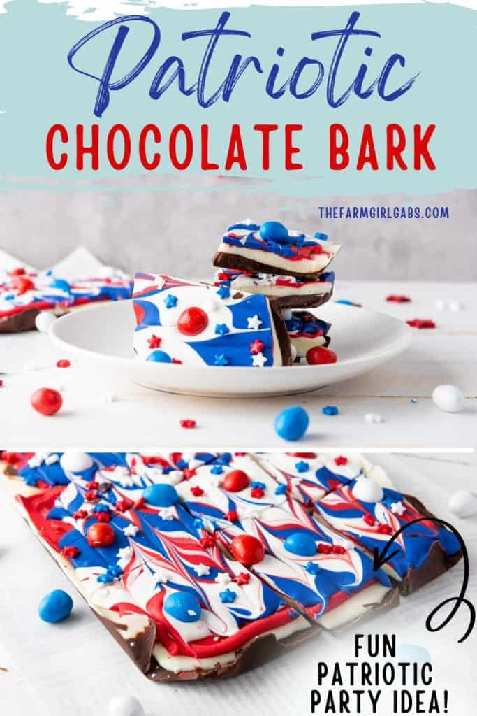 If you're looking for a fun and festive dessert to celebrate your patriotic spirit, this Red, White, and Blue Chocolate Bark is the perfect treat. It's a simple, no-bake recipe that combines the rich flavors of white and semi-sweet chocolate with bright colors that make it perfect for any American holiday!