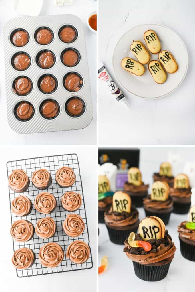 These Halloween Graveyard Cupcakes are a breeze to make, even if you're not a baking wizard. Starting with a box of Devil's Food cake mix means you'll have perfectly moist, chocolatey cupcakes every time. And let's be honest, on busy Halloween nights, we could all use a little shortcut magic!